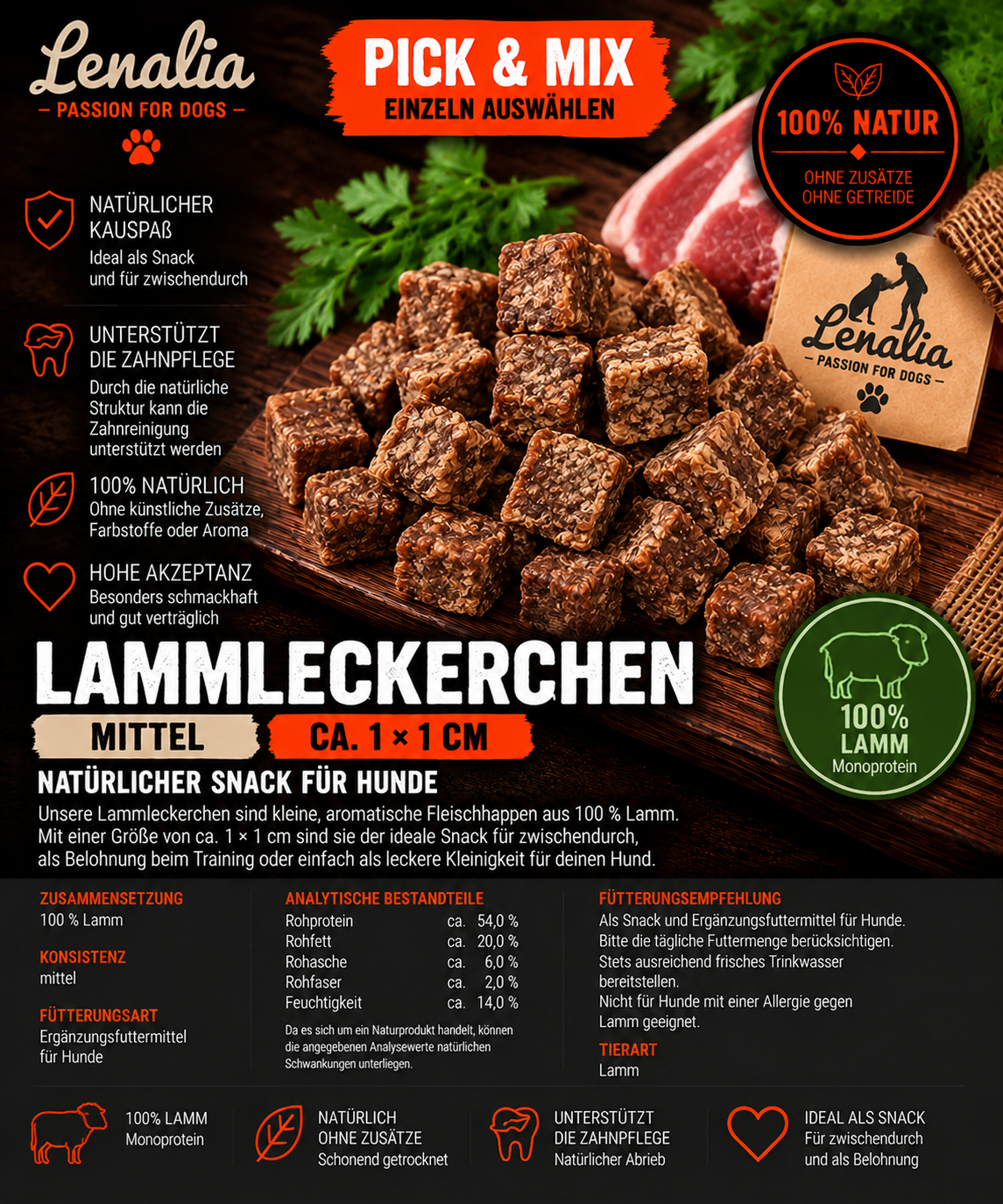 Lammleckerchen ca. 1 × 1 cm – natürlicher Hundesnack