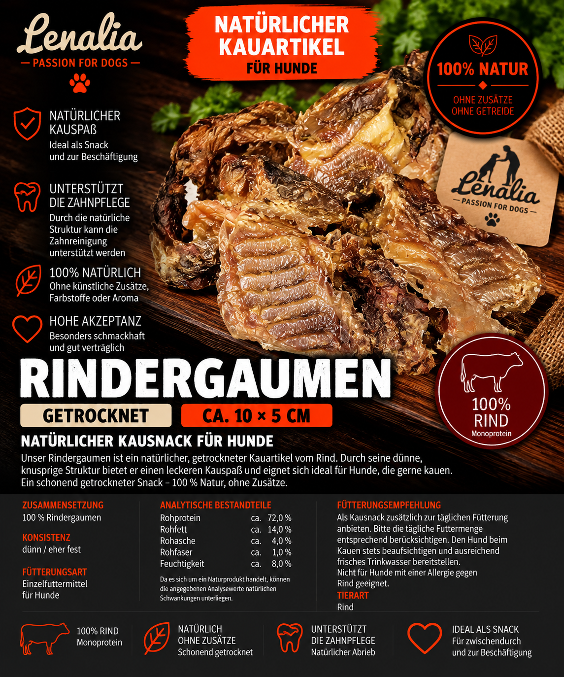 Rindergaumen getrocknet – natürlicher Kausnack für Hunde