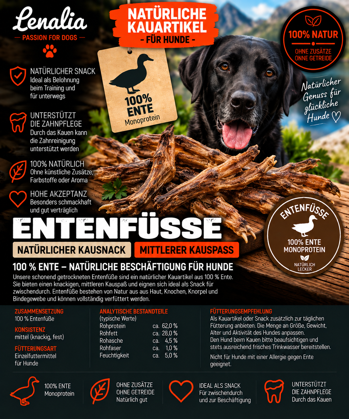 Entenfüße getrocknet – natürlicher Kausnack mit mittlerem Kauspaß