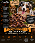Hähnchenherzen getrocknet – knackiger Natur-Snack aus 100 % Hähnchen