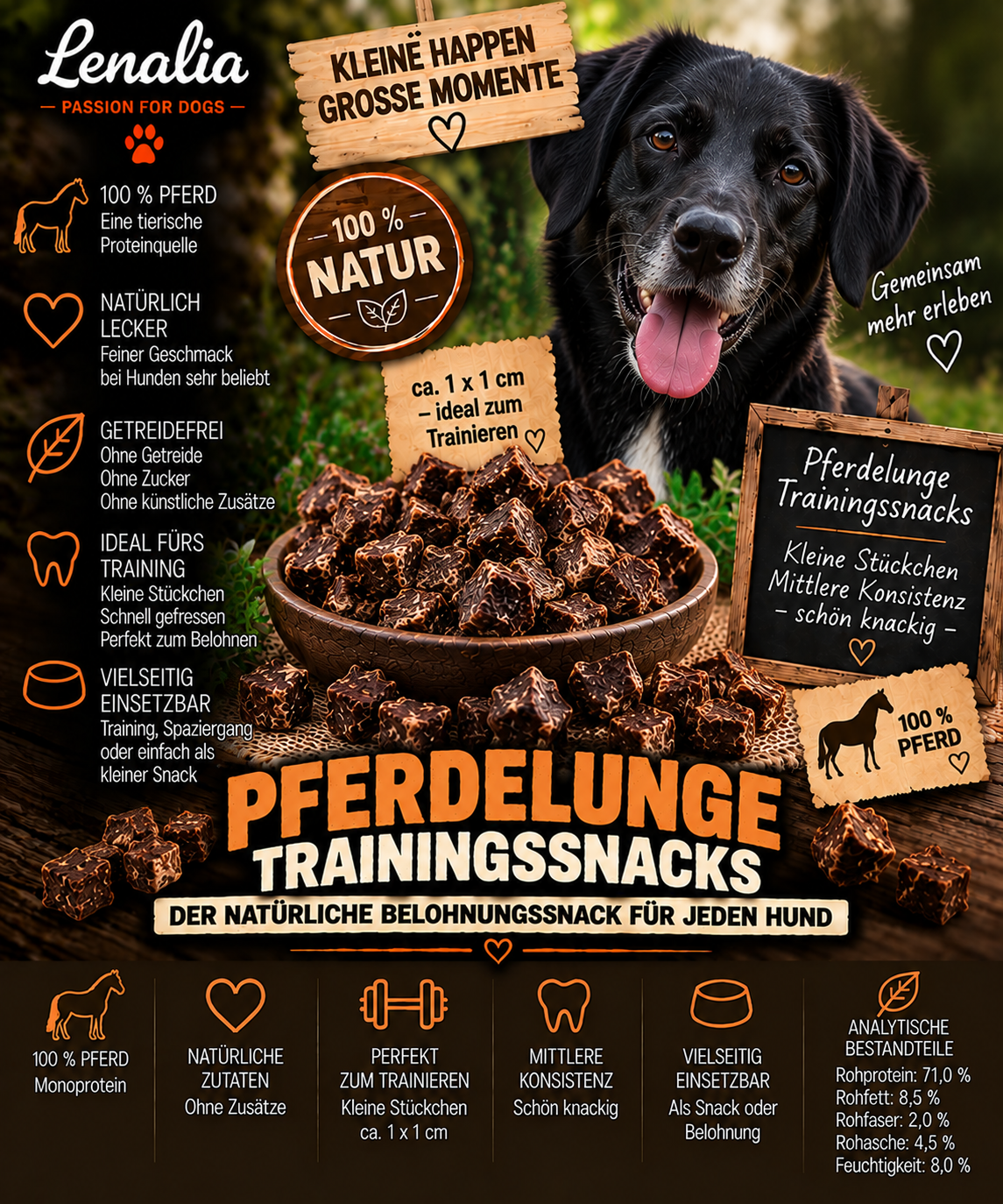 Pferdelunge Trainingssnacks ca. 1 × 1 cm – kleine knackige Trainingshappen aus 100 % Pferd  50g