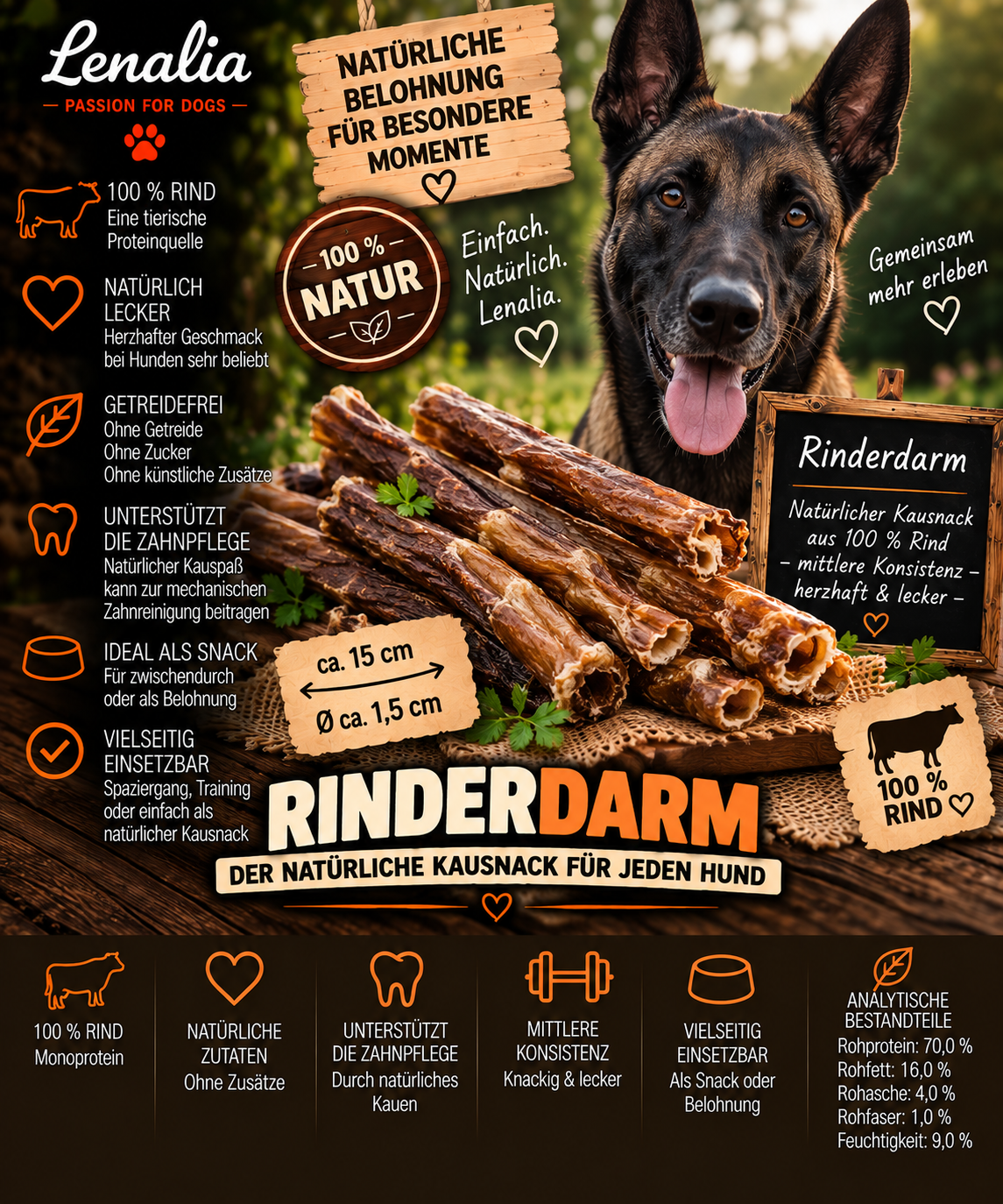 Rinderdarm getrocknet ca. 15 cm – knackiger Natur-Kausnack aus 100 % Rind