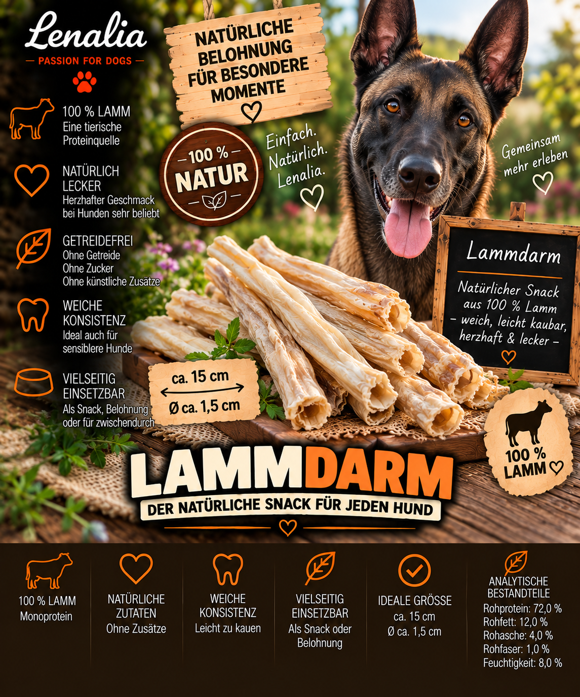 Lammdarm getrocknet – weicher Natur-Kausnack aus 100 % Lamm
