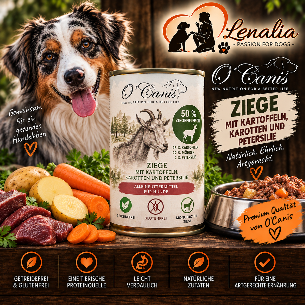O’Canis Ziege mit Kartoffeln, Karotten & Petersilie – Nassfutter für Hunde