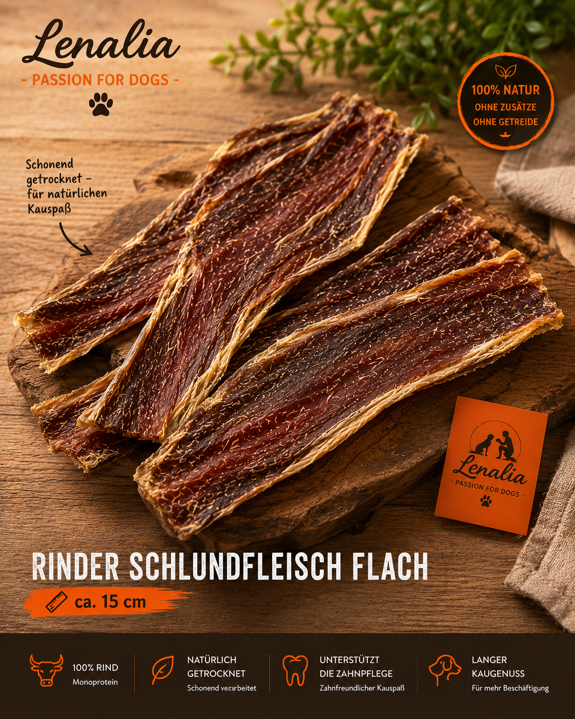 Rinder-Schlundfleisch flach – ca. 15 cm | Kauartikel für Hunde