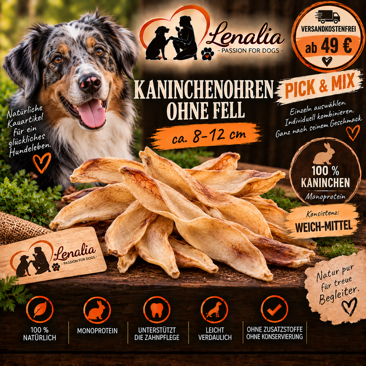 Kaninchenohren ohne Fell – natürlicher Kausnack für Hunde