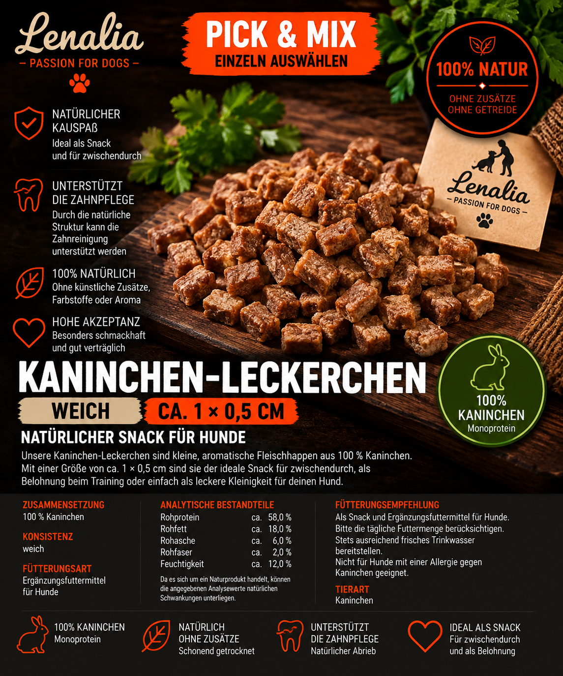 Kaninchen-Leckerchen weich – kleine Belohnung für Hunde