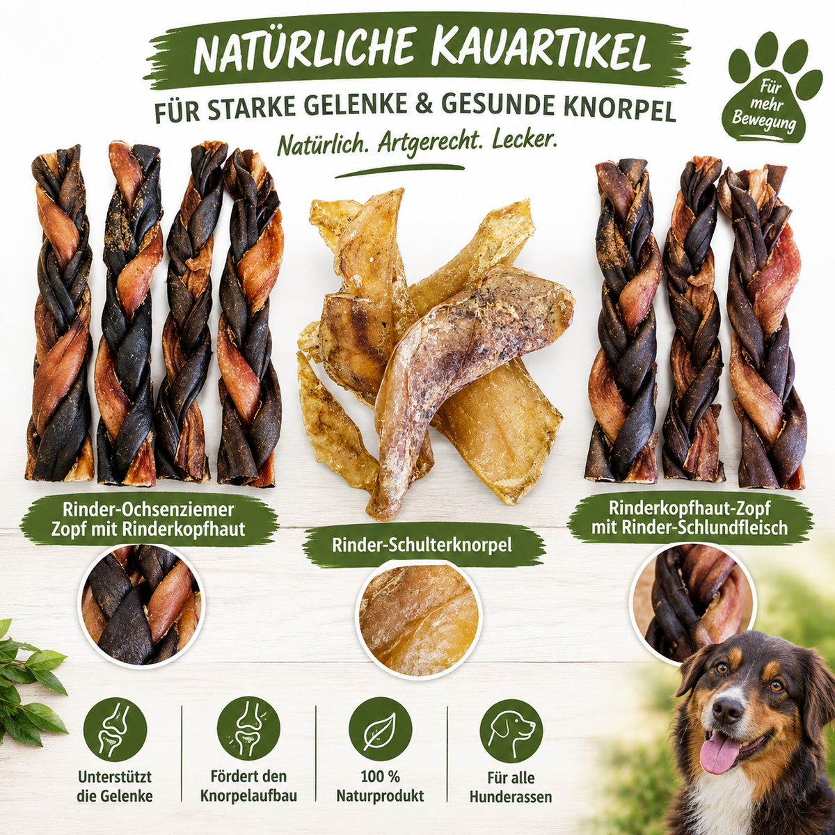Rinder-Kaupaket „Knorpel & Kauspaß“ – 12 Stück